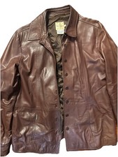 Faconnable 100 Lambskin Vintage Leather Brown Jacket Size XL