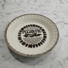  Royal China 11" Deep Dish Pecan Pie Plate w/ Recipe Vtg