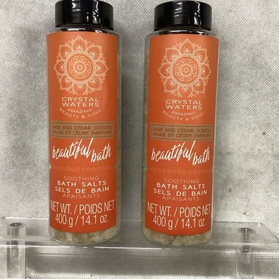 Crystal Waters Sage & Cedar Scented Soothing Bath Salts 14.1 Oz Lot Of 2