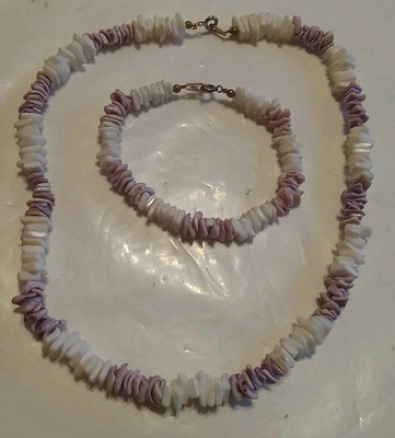 PUKA SHELL NECKLACE AND BRACELET PREOWNED TONE