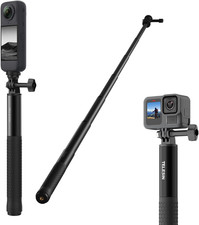 TELESIN 60" Selfie Stick for GoPro, Portable Extended Vlog Invisible Pole for Go