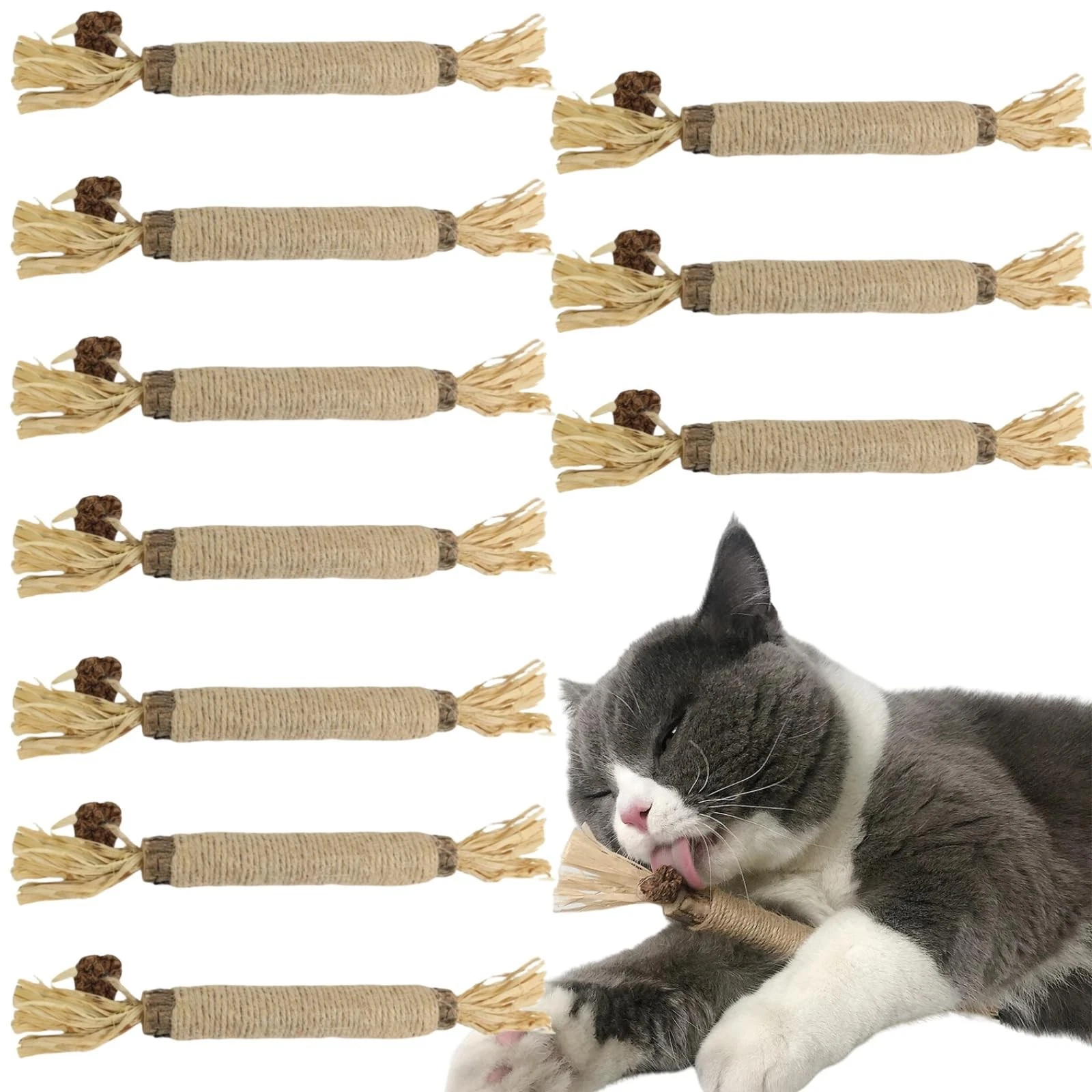 Catnip Sticks for Cats, Pack of 10 Matatabi Cat Chew Toys, Matatabi...