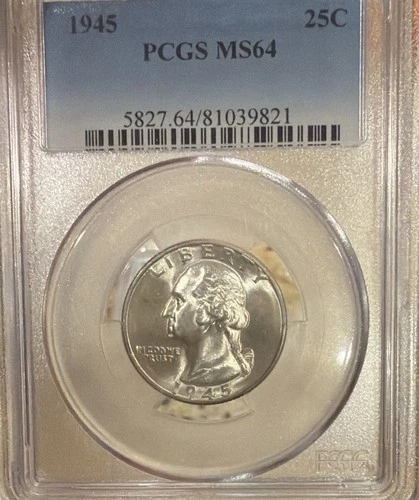 PCGS 1945 Washington Quarter 25C MS64 Silver Combined Shipping
