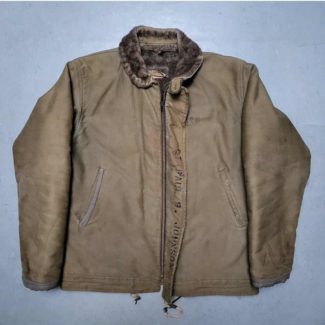 WW2 US Navy N-1 Deck Jacket Alpaca w Stencil Named Sz 42R NICE | eBay