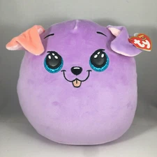 2021 TY Squish-a-Boos BITSY the Purple Dog Cushion Pillow Plush (Small Size 10")
