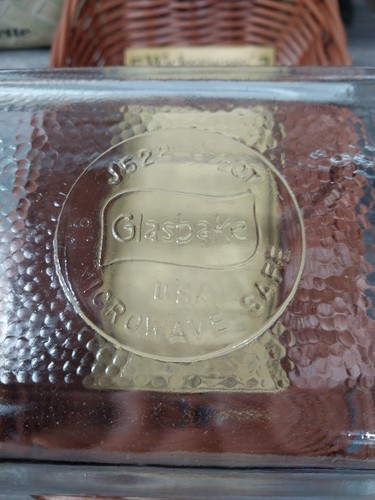 Jeannette Glasbake Ovenware 1 1/4 QT Wickerware Deep Loaf Pan Dish Vintage - Picture 3 of 13