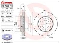 2X Brembo 09.A868.11 Bremsscheibe Passend FüR Fiat Mitsubishi