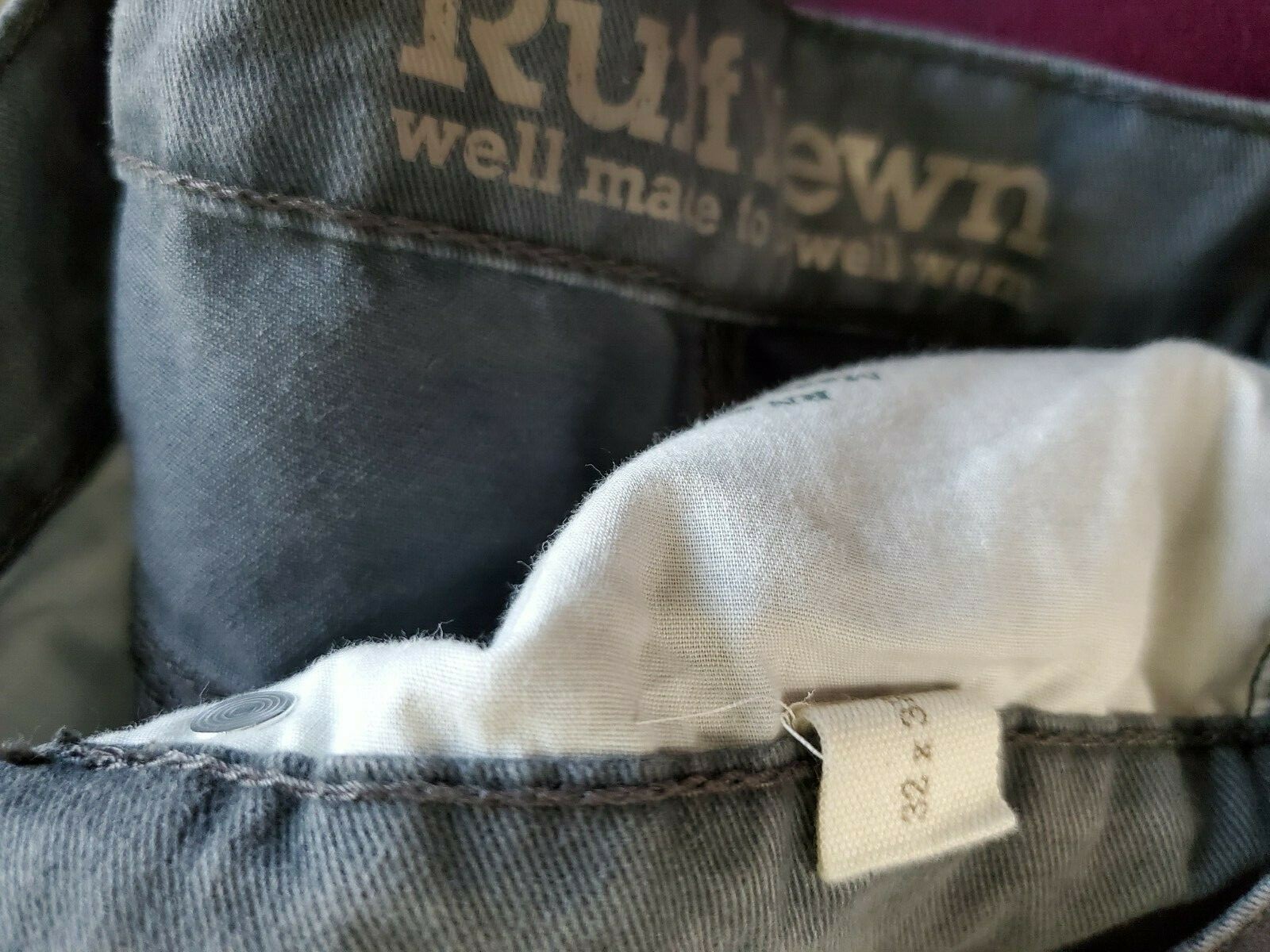 Men's Ruff Hewn 5 Pocket Gray Wash Straight Leg Denim… - Gem