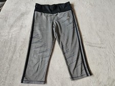 GILRS BLACK GREY ADIDAS PATTERNED 3/4 CLIMALITE LEGGINGS - SIZE MEDIUM 11-12 YRS