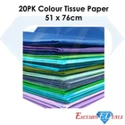 20 Large Multi Coloured Tissue Paper Sheets Assorted Pack Gift Wrapping 51x76cm