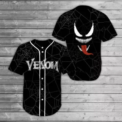 Venom Spider Web 3D BASEBALL JERSEY SHIRT All Over Print Gift