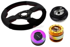 NRG 320mm Race BK S/L Steering Wheel Red 130H Hub 2.0 RGMC Quick Release Lock MC