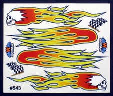 RC Car Decals, 1/10th, Flames with Skull, Late Models, Stock Car, Oval 543