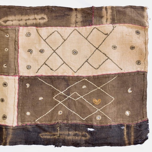 Kuba Handwoven Appliquéd Raffia Textile Congo 13x49 Inch - Picture 5 of 9