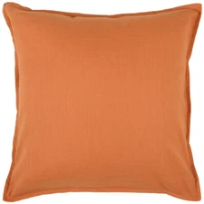 Rizzy Orange Soft Cotton Slub Flanged Transitional Throw Pillow Solid T03715