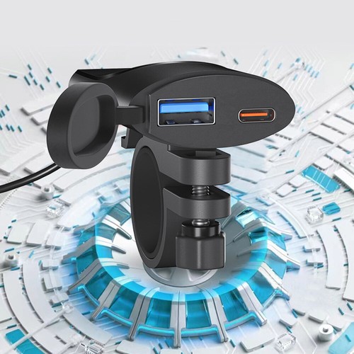 Motorrad Lenker Dual USB Steckdose Handy Ladegerät Adapter DC12V~4V Wasserdicht - Bild 4 von 23