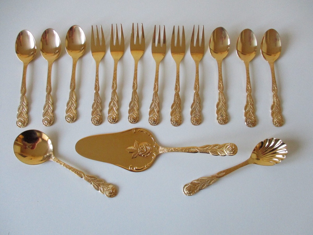 Nivella Kaffee Besteck vergoldet Gold 6 Personen 15 Teile