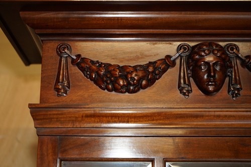 MONUMENTAL 2.4 METER TALL ANTIQUE VICTORIAN MAHOGANY GLAZED LIBRARY BOOKCASE - Picture 5 of 24