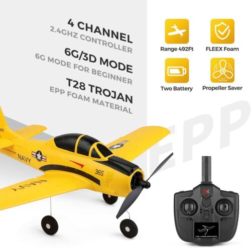 WLtoys A210 4CH RC Plane, 2.4GHZ T28 Trojan RC Airplane, Gifts for Adults Boys - Picture 2 of 7