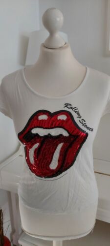 H&M Mädchen Shirt Gr.146/152 Pailletten Rolling Stone Zunge neuwertig  - Bild 1 von 1