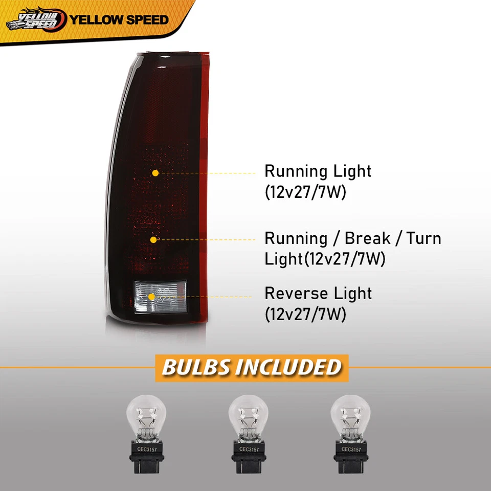 Apto para camioneta Chevy GMC C/K 1500 2500 3500 humo suburbano con bombillas luces traseras Foto 3 de 4