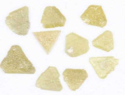 10 Pcs Fancy Yellow Raw Triangle Cut Diamond Slice Rough Loose Diamond 5-8mm P62