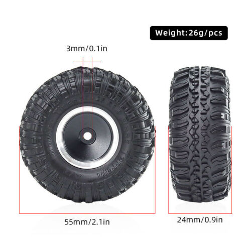 1.0" Beadlock Wheels & Tires for 1/18 1/24 RC Crawler Car SCX24 AX24 FCX24 TRX4M - Picture 19 of 38