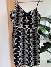 Madewell Silk Cami Slip Dress In Black Blue Triangle Trio Size 4 Has Pockets