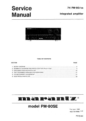 Service Manual-Anleitung für Marantz PM-80 SE 