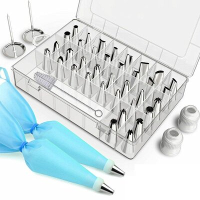 #ad 43Pcs Cake Decor Kit Tools Baking Supplies Turntable Spatula Stand Set DIY Tool $8.99