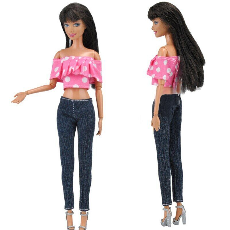 Roupa para boneca Barbie conjunto short e blusa