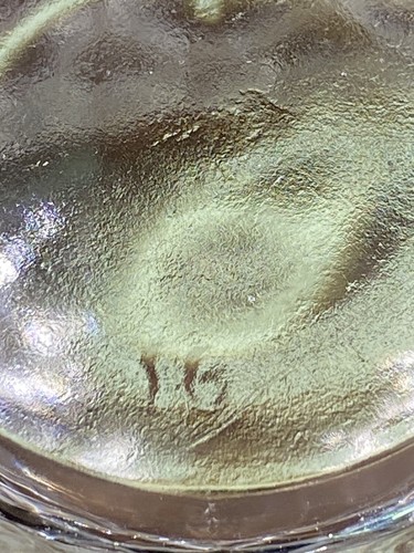 9" Vintage MCM Clear Diamond Cut Round Glass Decanter & Stopper Barware - Picture 8 of 12