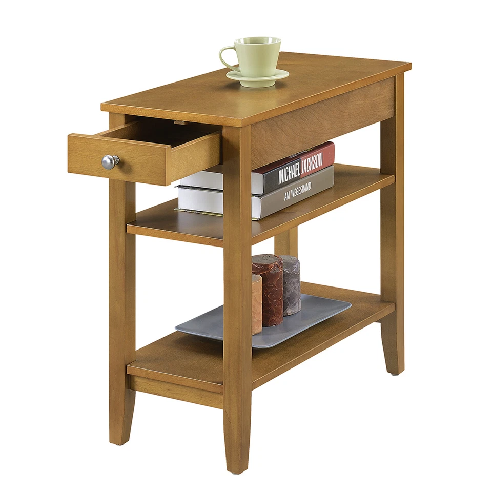 Mesa auxiliar de tres niveles con cajón Convenience Concepts American Heritage Foto 2 de 4