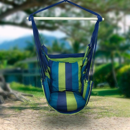Sorbus Hanging Hammock Chair Swing Seat - 2 Seat Cushions Included - Picture 2 of 7