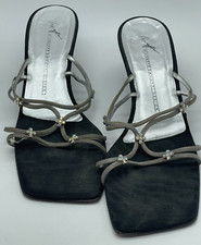 Guiseppe Zanotti Women Black/Gray Rhinestone Strappy Size 36.5 US 6.5