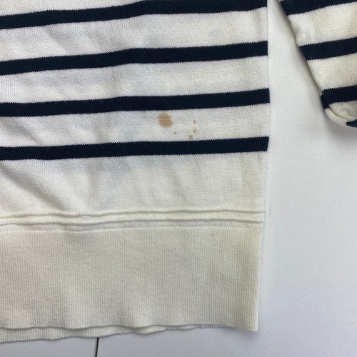 GANT Women White Light Cotton Breton Stripe Crew Neck Sweater Jumper Size L - Picture 11 of 11