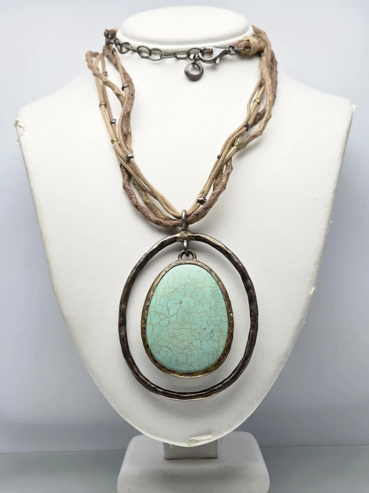 Collar SILPADA Plata Esterlina Bronce Turquesa Howlita Doble Halo Foto 2 de 2