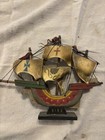 Vintage Wood Carved Ship NINA Canvas Sails 1960's Replica 10” Maritime Decor — photo 1