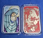 (x2) 2024 1 oz Silver Colorized Bar - Mary Holding Baby Jesus Mosaic Christmas