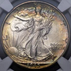 1945 S WALKING LIBERTY HALF DOLLAR NGC MS 65 WONDERFUL COLOR ON THE RIMS,