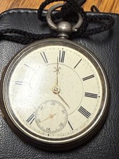 1882 Sterling Silver English Fusee Pocket Watch London RJP - 50mm - 925 Case
