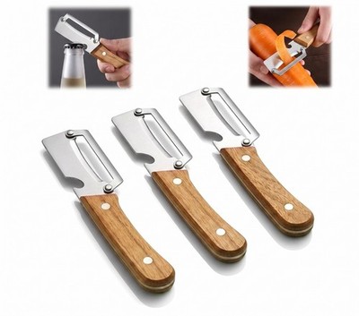 3 Items Multifunctional Vegetable Peeler - Stainless Steel Fruit Peeler Wooden