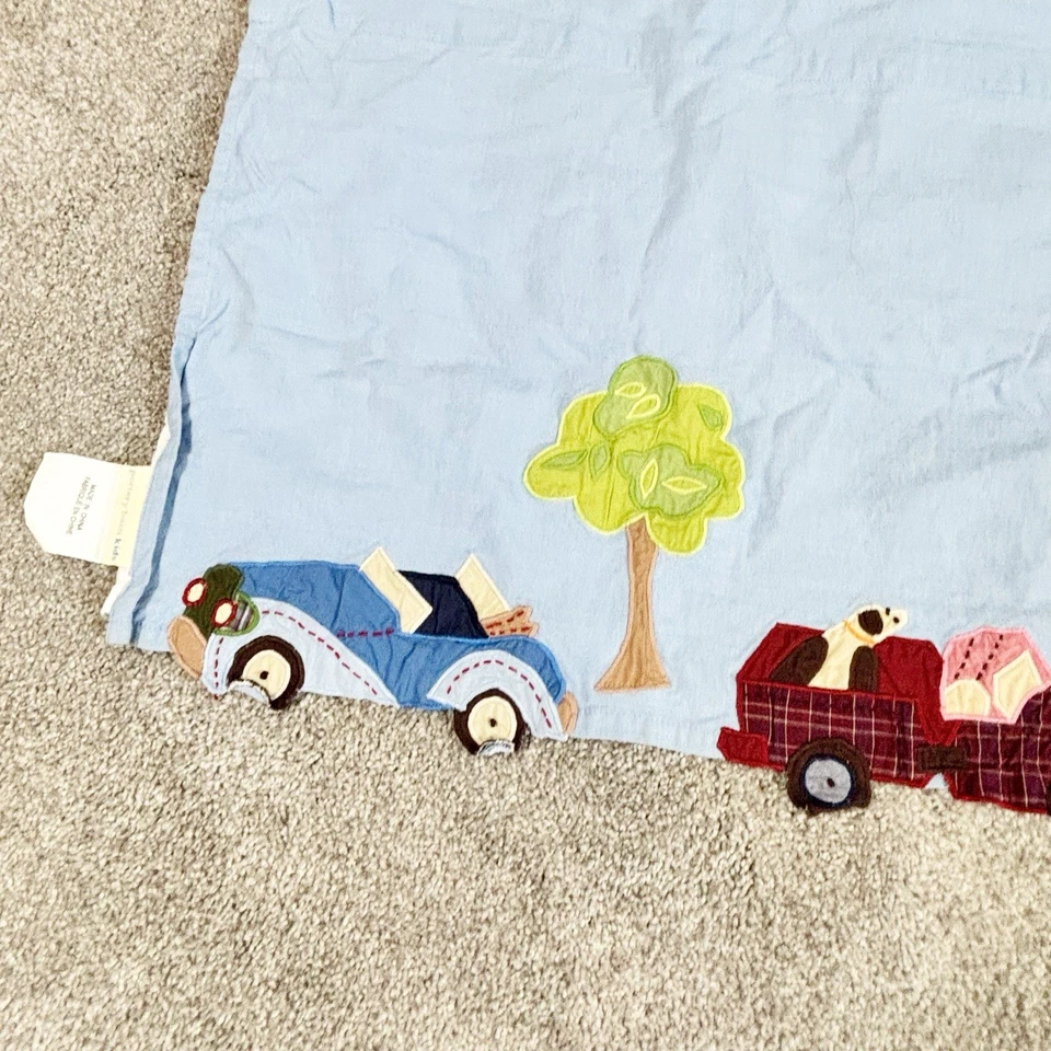 "Juego de 2 cenefas de cortina con apliques de coche azules forradas 44"" X 18"" Pottery Barn Kids" Foto 2 de 4