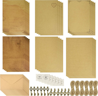 #ad 6 Set Vintage Stationary Paper and Envelopes Set Aged Paper Writing Paper St... $12.06