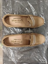 BEIGE SUEDE SLIP ON MOCCASIN SHOES,  HIRICA, SIZE 5.5 UK              
