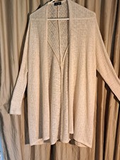 Dee Elle sheer Ivory Cardigan Made In Usa Womens Sz Small W/ Bat Winged Sleeve