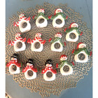 Ceramic LOT Set of 12 Christmas Whimsical Snowman Napkin Rings Holders