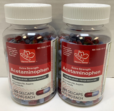 Harris Teeter Extra Strength Acetaminophen, 500mg, 225ct, Lot of 2