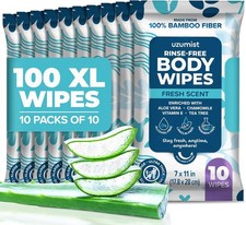 Body Wipes for Adults Bathing No Rinse 50pc XL - Ultra Thi Shower Travel
