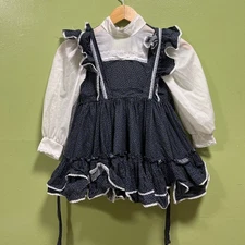 Mini World Dress Vintage Girls Size 5 Calico Prairie Ruffle Twirl Cottage